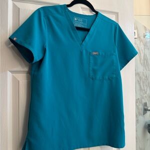 Figs Teal Scrub Top